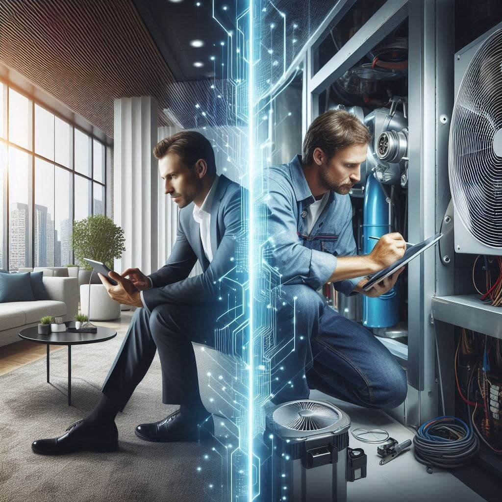 Property manager and HVAC contractor connected through digital marketing and AI search platforms